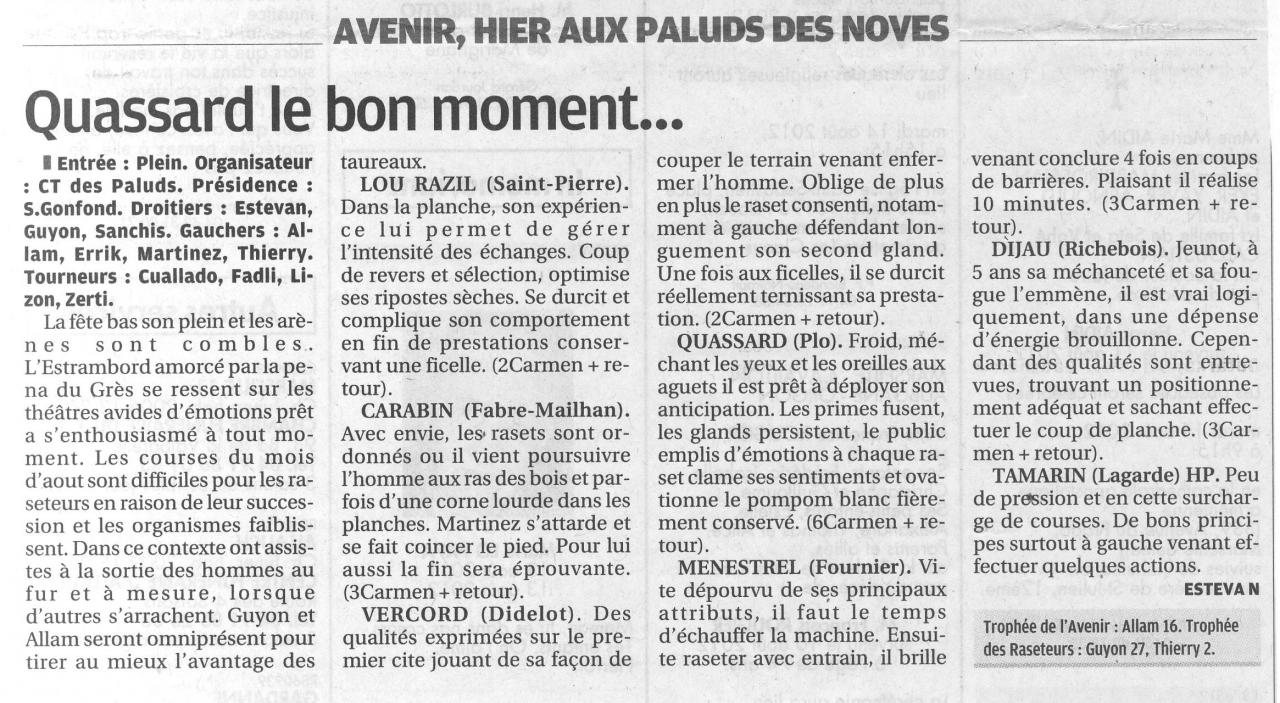 12 Aout 2012 (La provence)