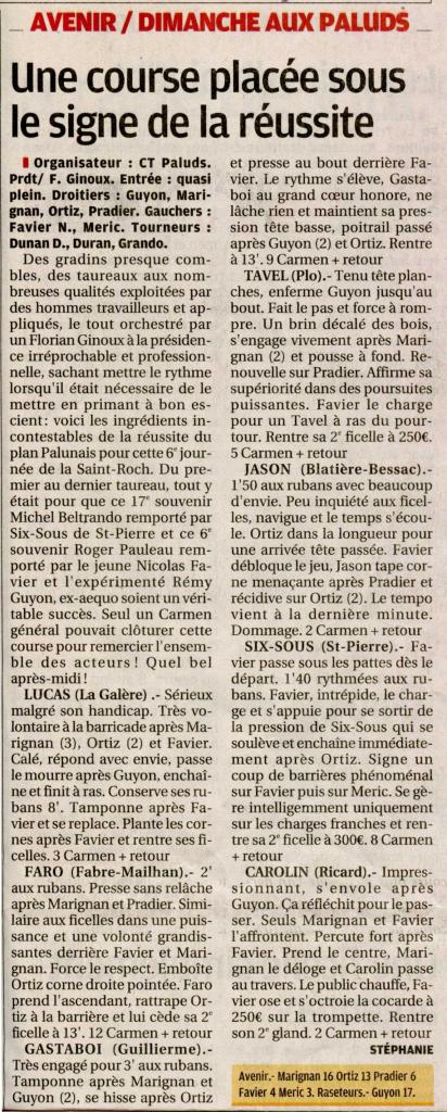 Dimanche 14 Aout 2016 ( La Provence)