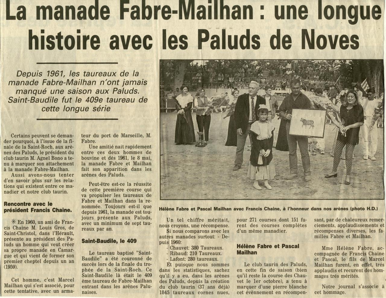 1991 Hommage a Mailhan 30 ans aux Paluds