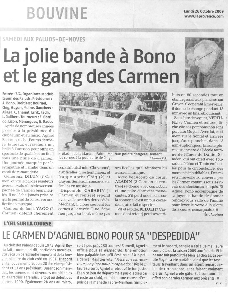 24 octobre 2009 ( la provence)