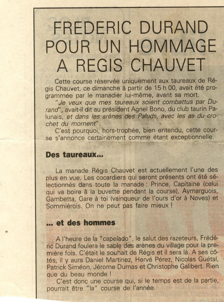 Annonce course hommage à R Chauvet 1997 ( la provenvce PP)