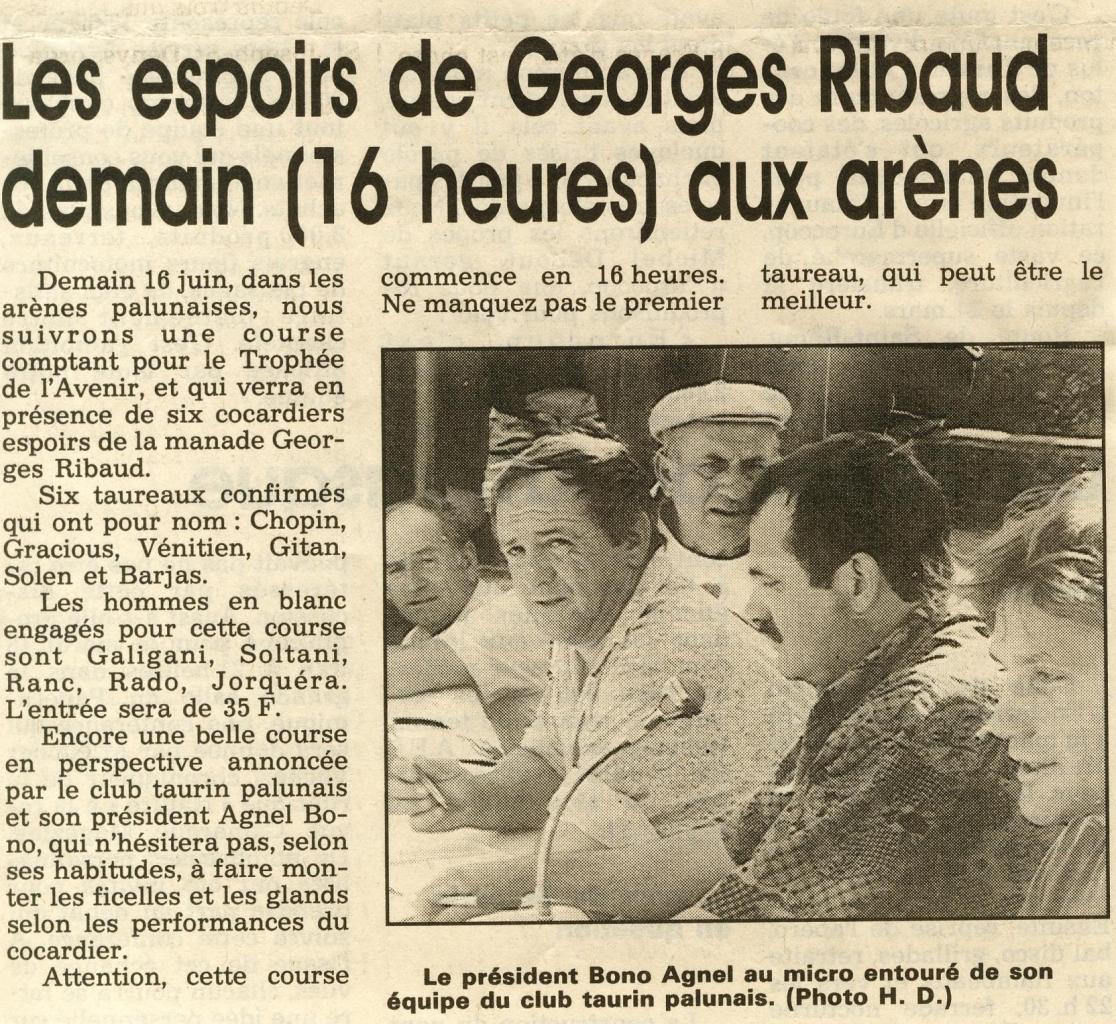 Annonce course Ribaud juin 1991 ( la provence HD)