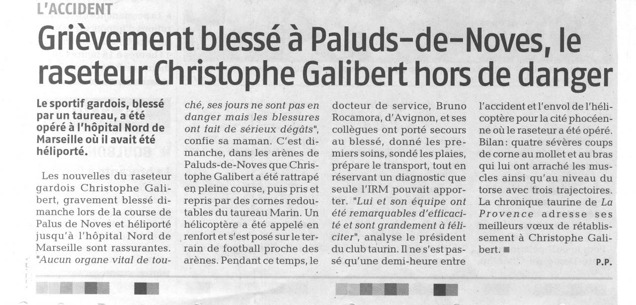 Blessure C Galibert ( 17 mai 2009)